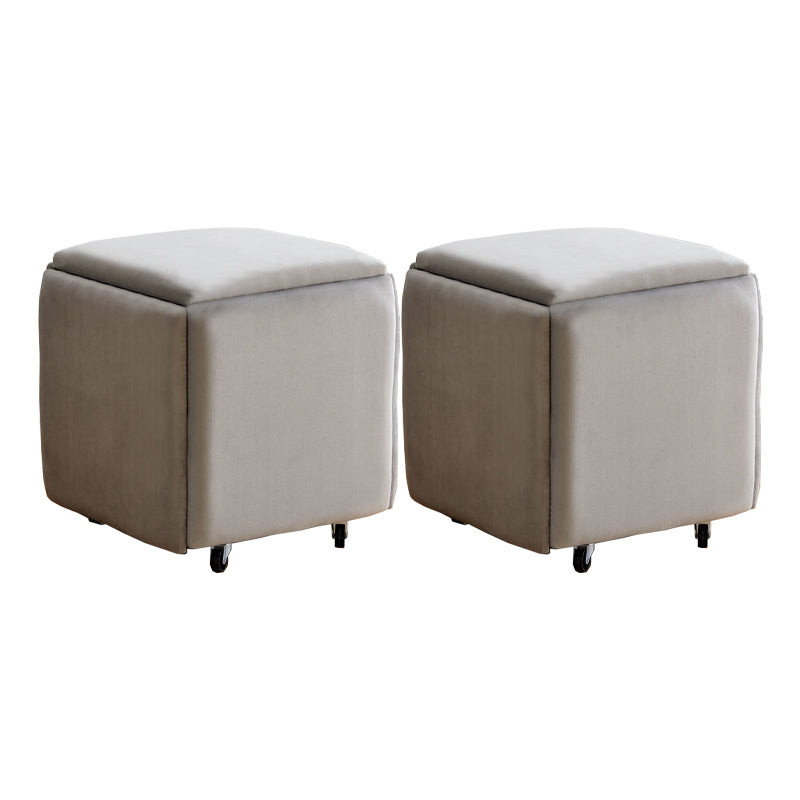 Modern Plain Boucle Ottoman Velvet Square with Storage Target Pouf