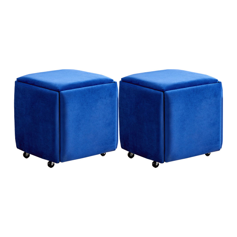 Modern Plain Boucle Ottoman Velvet Square with Storage Target Pouf