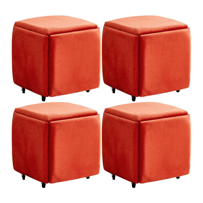 Modern Plain Boucle Ottoman Velvet Square with Storage Target Pouf