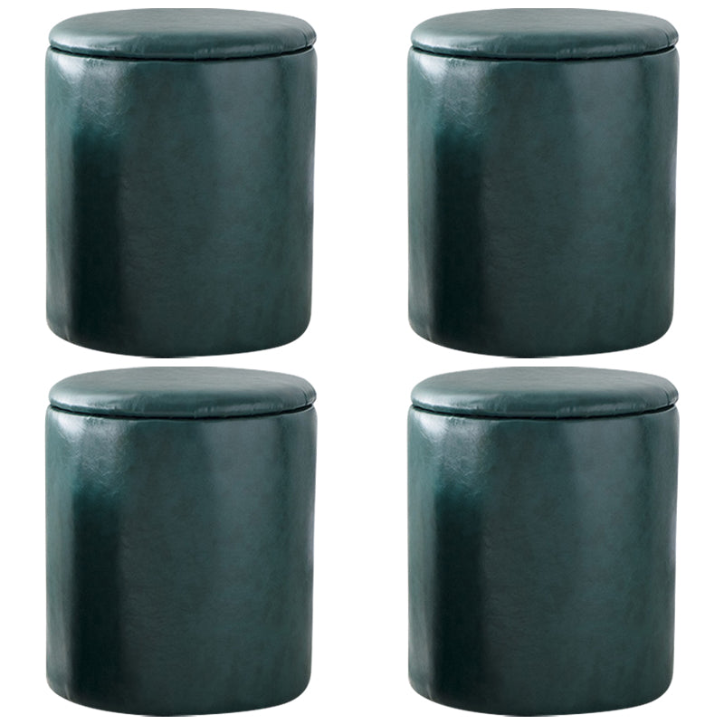 Modern Plain Storage Ottoman PU Leather Cylinder Shape with Storage Pouf Chair