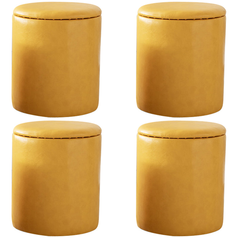Modern Plain Storage Ottoman PU Leather Cylinder Shape with Storage Pouf Chair