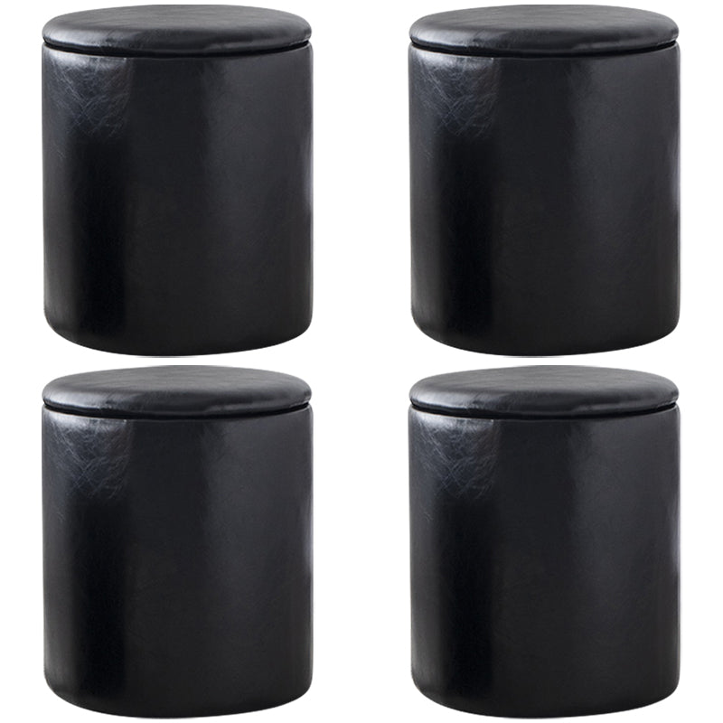 Modern Plain Storage Ottoman PU Leather Cylinder Shape with Storage Pouf Chair