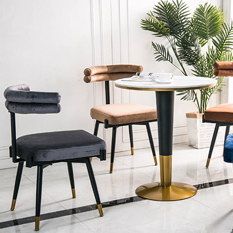 Glam Style Armless Dining Chairs Fabric Home Dining Side Chair