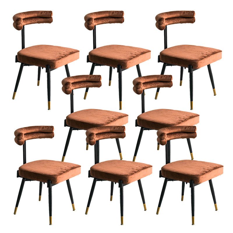 Glam Style Armless Dining Chairs Fabric Home Dining Side Chair