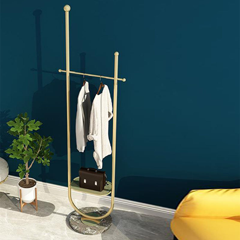 Glam Coat Hanger Metal Hooks Shelving Included Free Standing Coat Rack