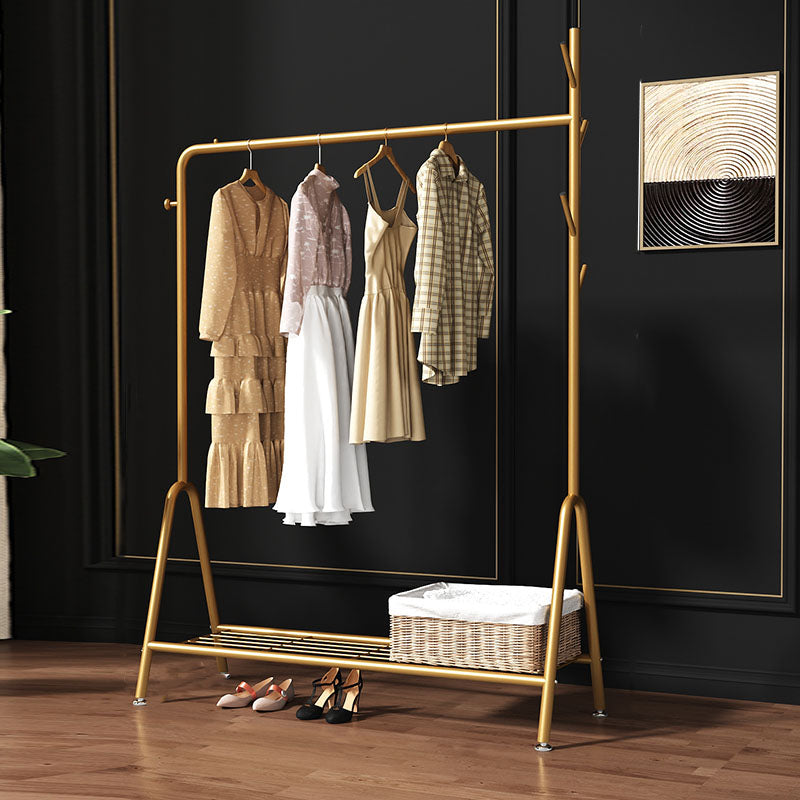 Contemporary Coat Hanger Metal Hooks Shelving Included Free Standing Coat Rack