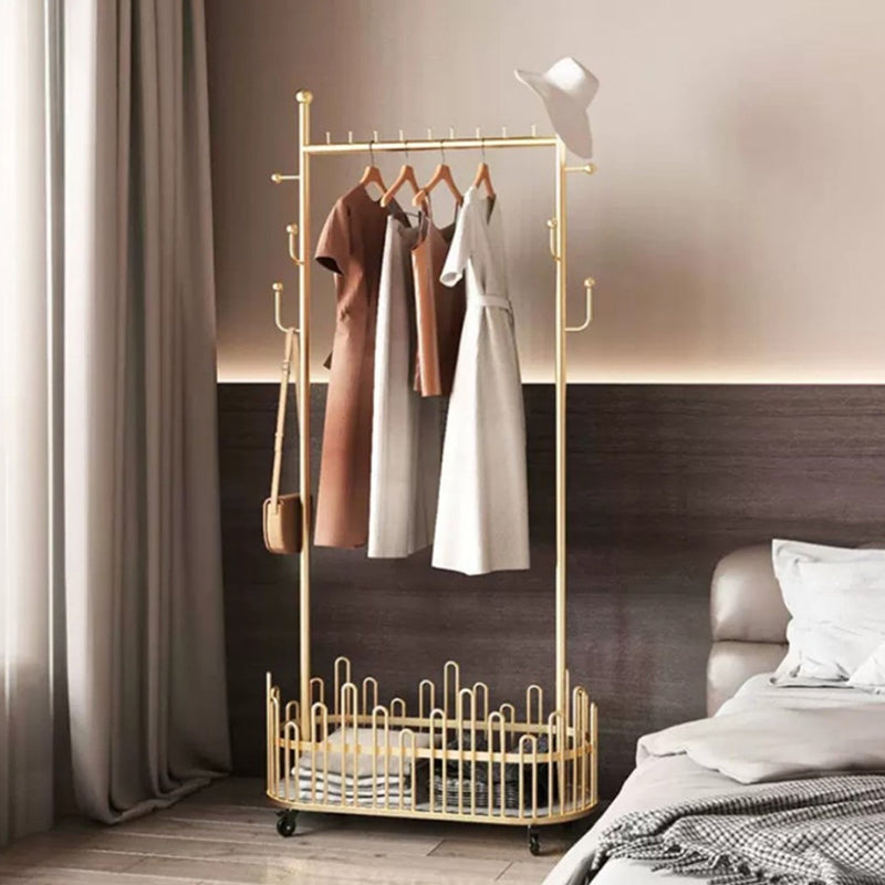 Glam Coat Rack Free Standing Coat Hook Storage Shelf Organizer Metal Hall Stand