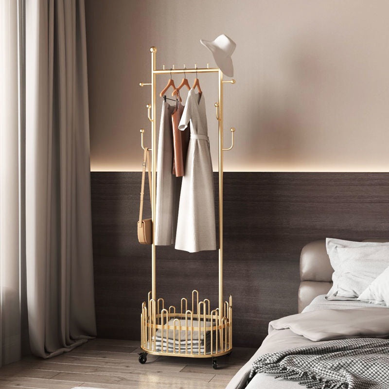 Glam Coat Rack Free Standing Coat Hook Storage Shelf Organizer Metal Hall Stand