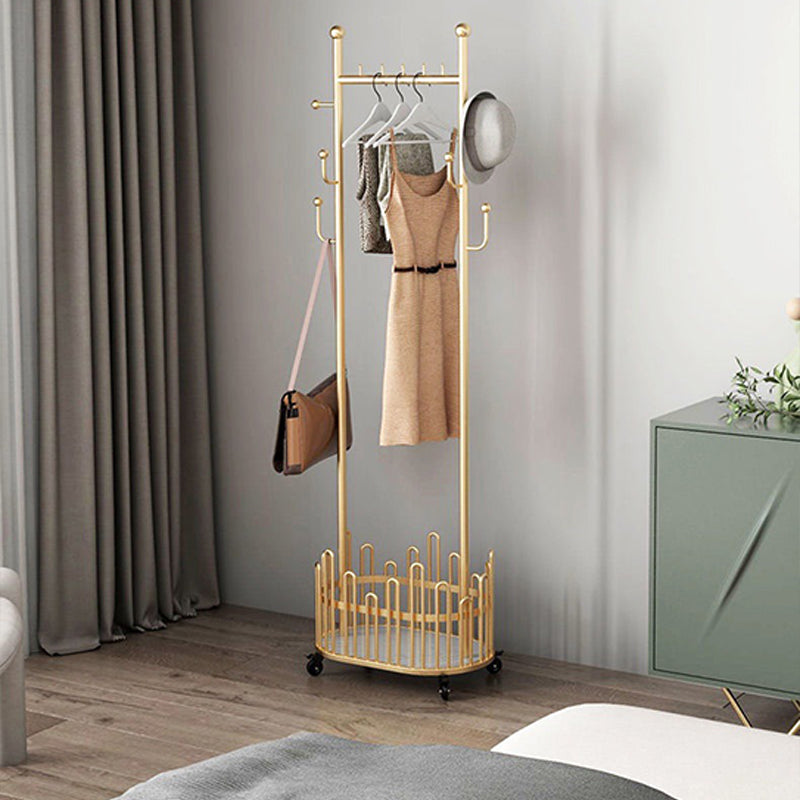 Glam Coat Rack Free Standing Coat Hook Storage Shelf Organizer Metal Hall Stand