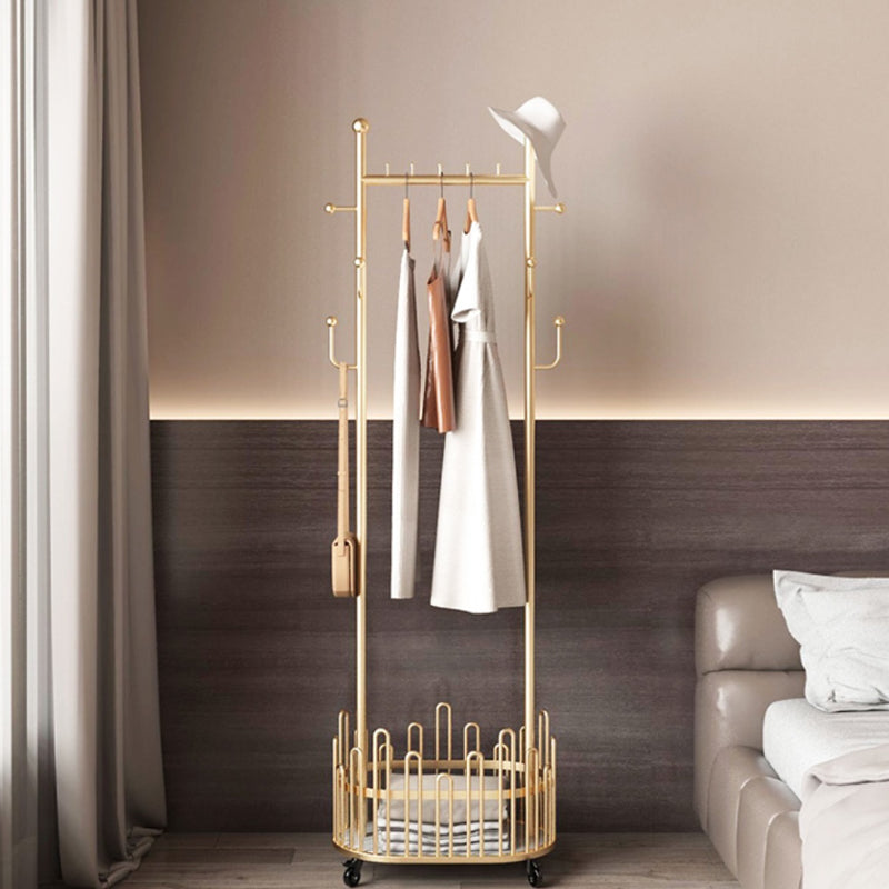 Glam Coat Rack Free Standing Coat Hook Storage Shelf Organizer Metal Hall Stand