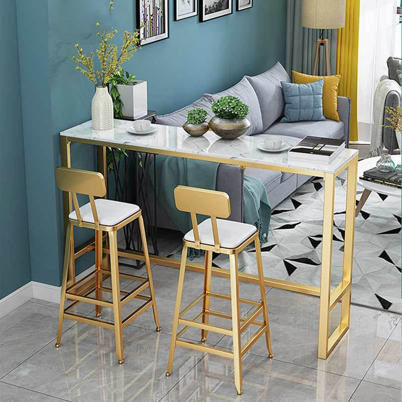 Glam Style 1/2/3 Pieces Bar Table Set Rectangle Bar Table with High Stools for Kitchen