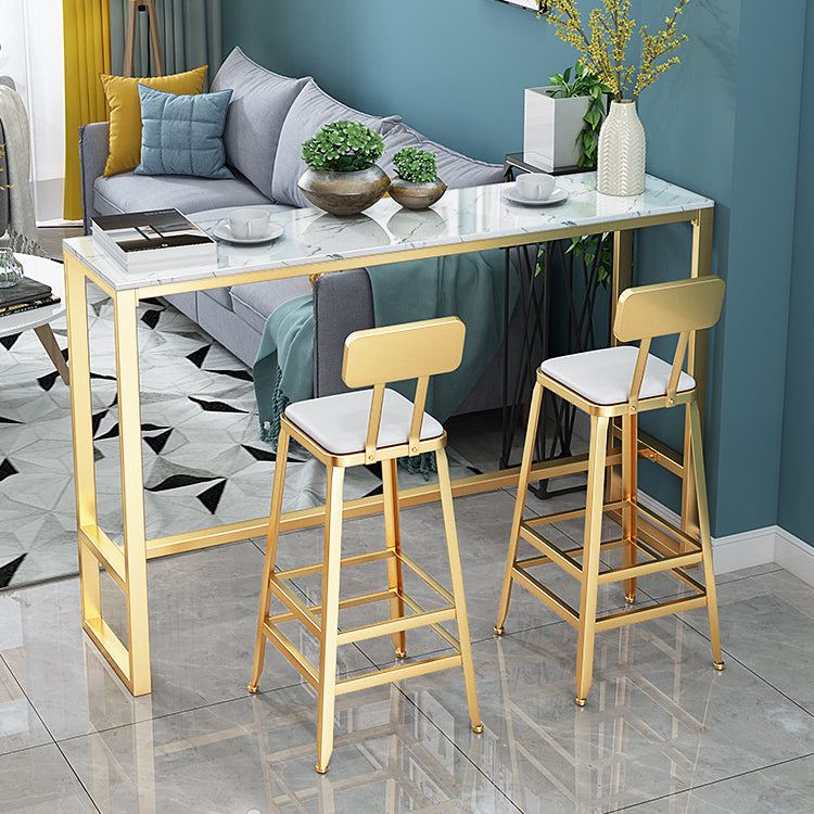 Glam Style 1/2/3 Pieces Bar Table Set Rectangle Bar Table with High Stools for Kitchen