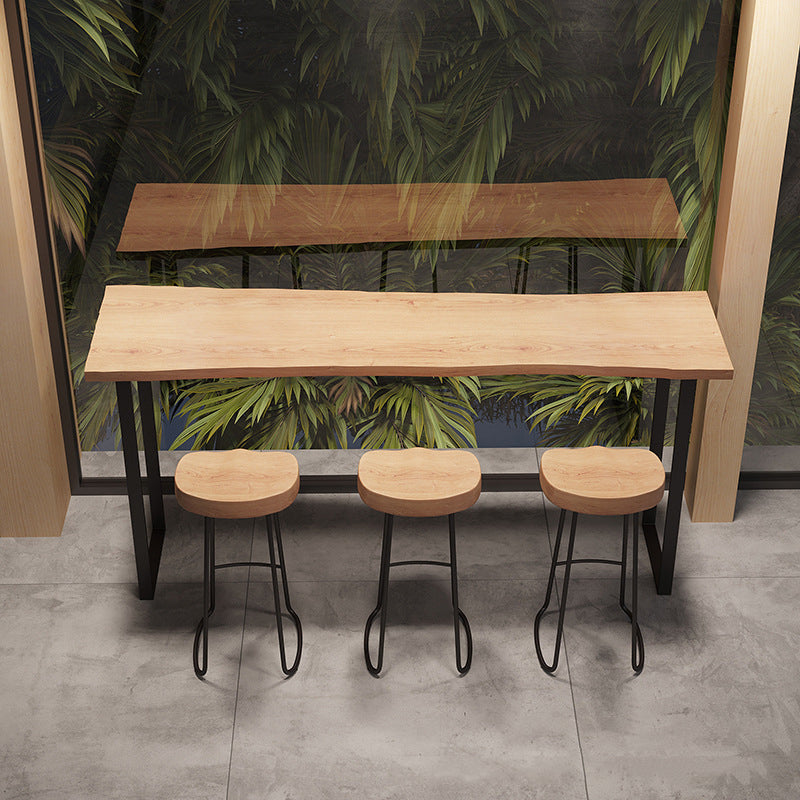 Modern Rectangular Bar Table Set 1/4 Pieces Wooden Counter Table with Backless Stools