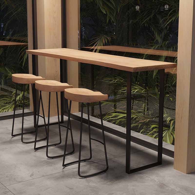 Modern Rectangular Bar Table Set 1/4 Pieces Wooden Counter Table with Backless Stools