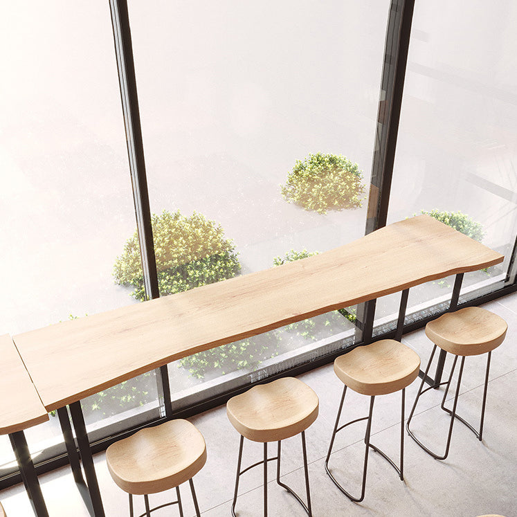 Modern Rectangular Bar Table Set 1/4 Pieces Wooden Counter Table with Backless Stools