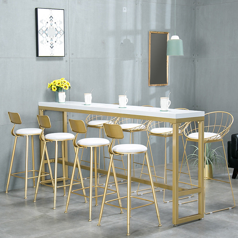 Glam 1/2/5/9 Pieces Bar Table Set Rectangle Bar Table with High Metal Stools for Home