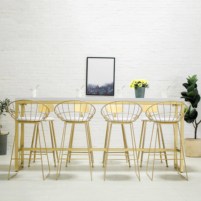 Glam 1/2/5/9 Pieces Bar Table Set Rectangle Bar Table with High Metal Stools for Home