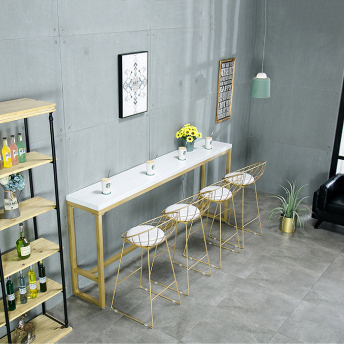 Glam 1/2/5/9 Pieces Bar Table Set Rectangle Bar Table with High Metal Stools for Home