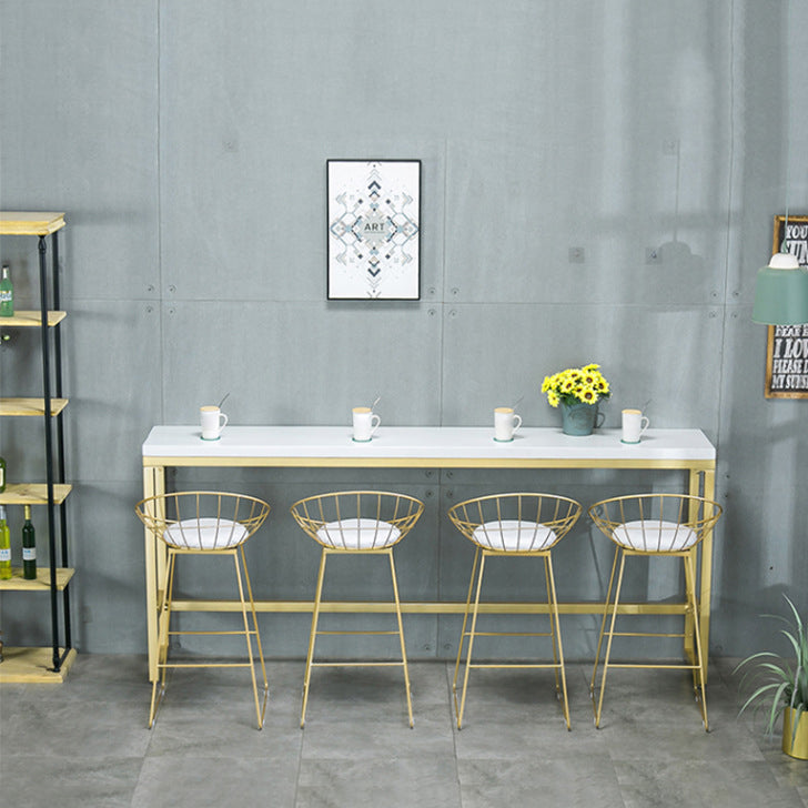 Glam 1/2/5/9 Pieces Bar Table Set Rectangle Bar Table with High Metal Stools for Home