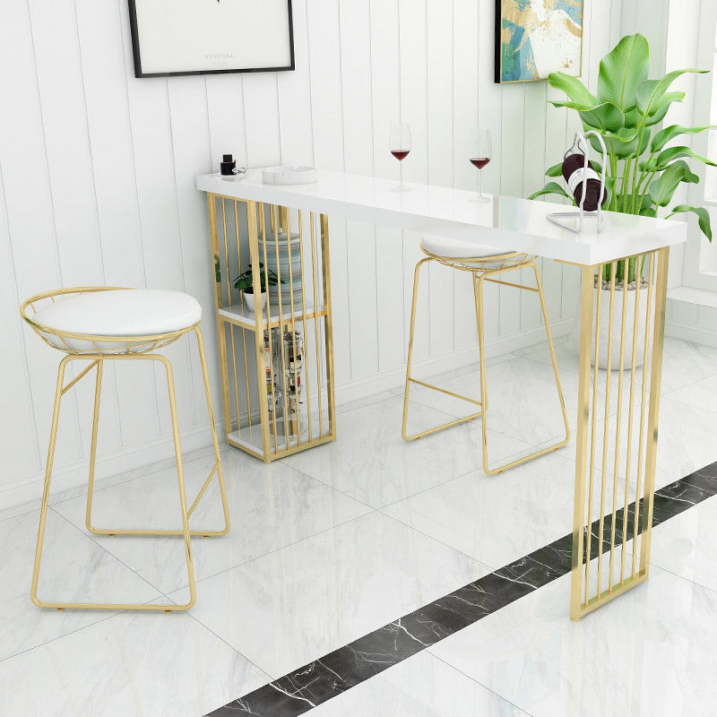 Glam 1/2/3 Pieces Bar Table Set Rectangle Bar Table with High Metal Stools for Home