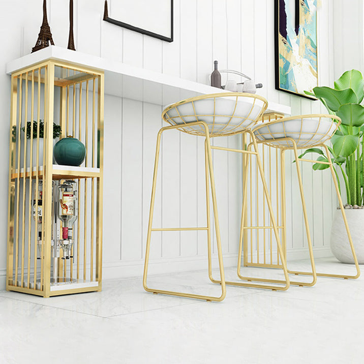 Glam 1/2/3 Pieces Bar Table Set Rectangle Bar Table with High Metal Stools for Home