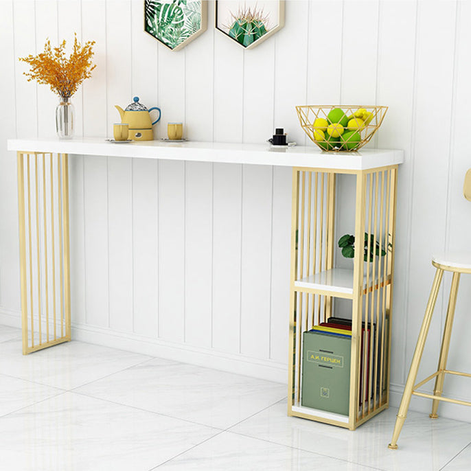 Glam 1/2/3 Pieces Bar Table Set Rectangle Bar Table with High Metal Stools for Home