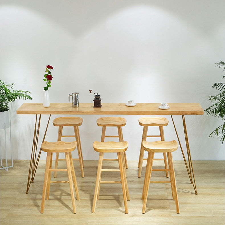 Glam Wooden Bar Table Set 1/2/7 Pieces Rectangle Bar Table with High Stools for Home