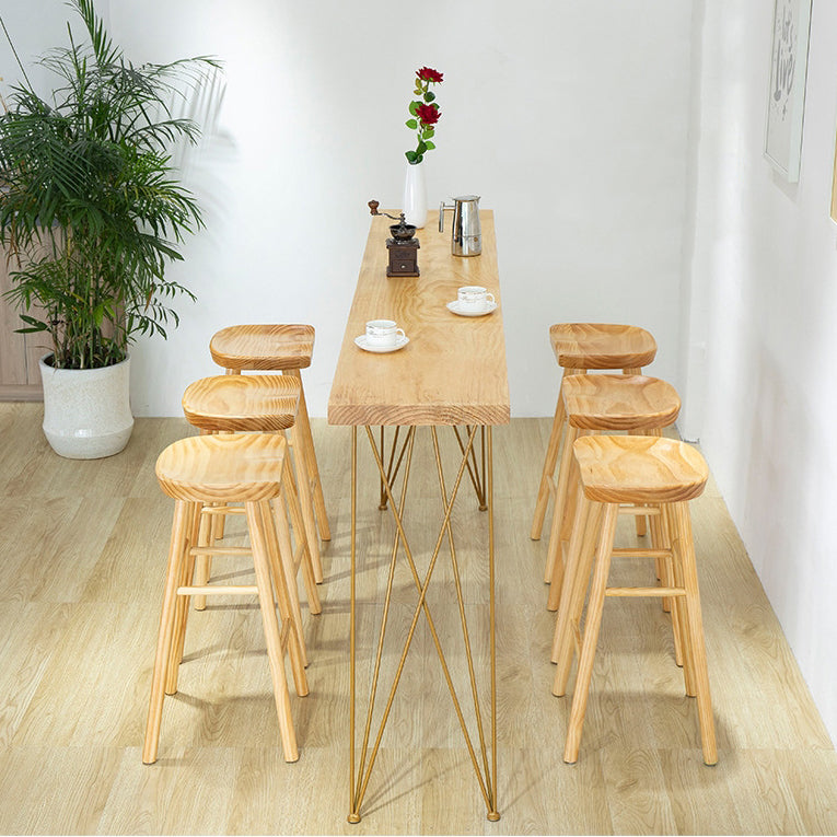 Glam Wooden Bar Table Set 1/2/7 Pieces Rectangle Bar Table with High Stools for Home