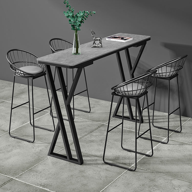 Industrial Stone Pub Table Set 1/2/5 Pieces Rectangle Indoor Bar Pub Table Set