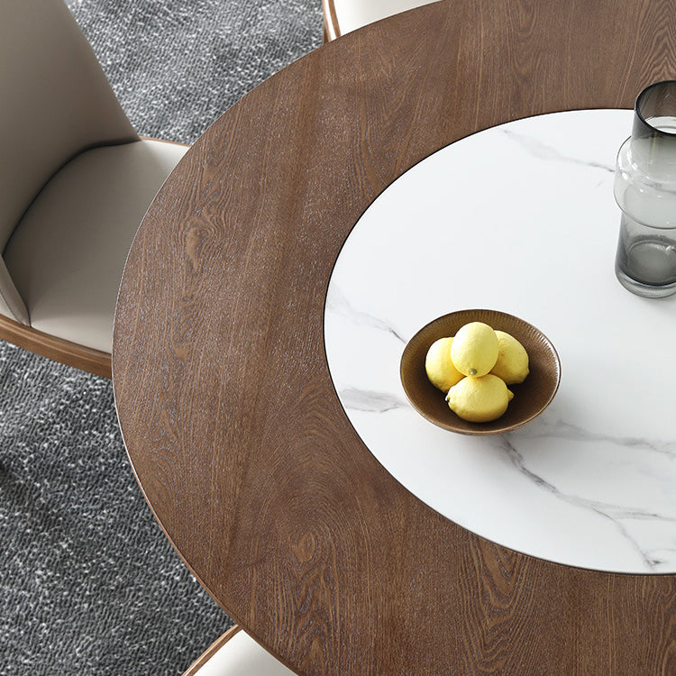 Solid Wood Dining Set 1/2/5/7 Pcs Pedestal Base Table with Upholstered Chairs