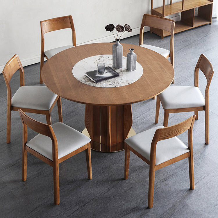 Round Dining Table Set 1/3/4/5/7 Pcs Ash Solid Wood Dining Table and Chairs