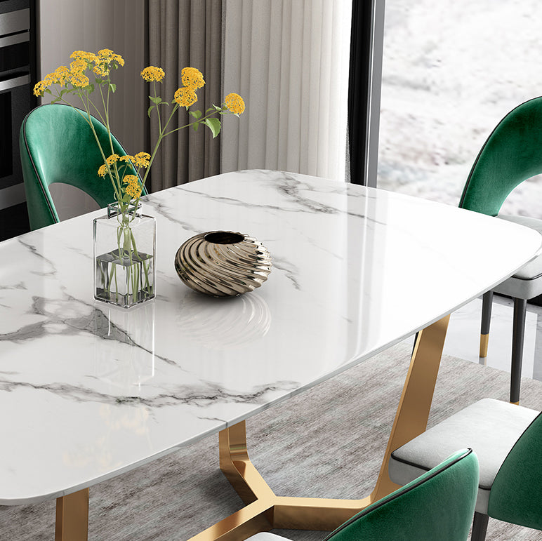 Contemporary Sintered Stone Rectangle Table Set 1/2/3/4/7/8 Pieces Dining Set for Home