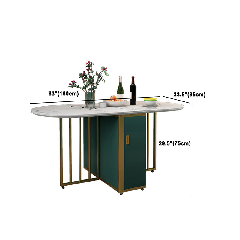 Folding Dining Table Set 1/3/5/7 Pcs Stone Top Table with Armless Chairs