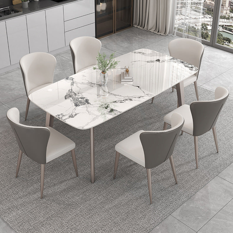 Contemporary Stone Dining Table Set 1/2/5/7 Pieces Dining Set for Home Use