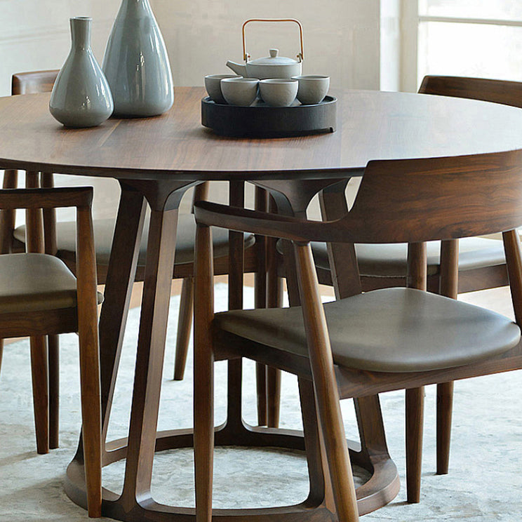 Modern Round Dining Table 1/2/5 Pieces Solid Wood Dining Room Table with Chairs