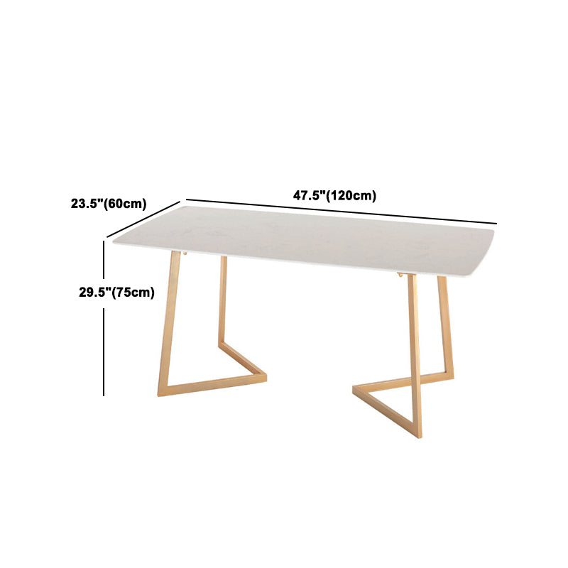 Modern Dining Furniture Set 1/5 Pcs Stone Dining Table with Metal Frame Armless Chairs