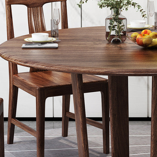 Solid Wood Dining Set 1/2/5/7 Pcs Round Dining Table with Slat Back Chairs
