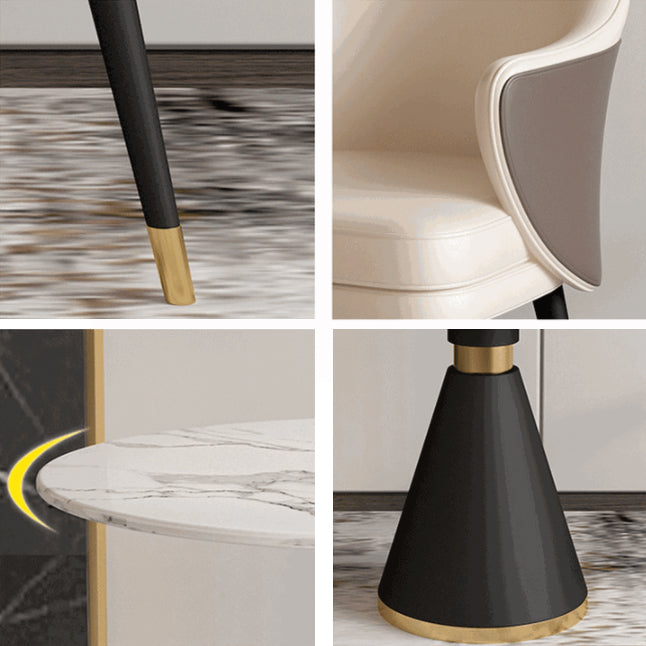 Glam Style Sintered Stone Dining Set Round 1/2/5 Pieces Dining Set for Home Use