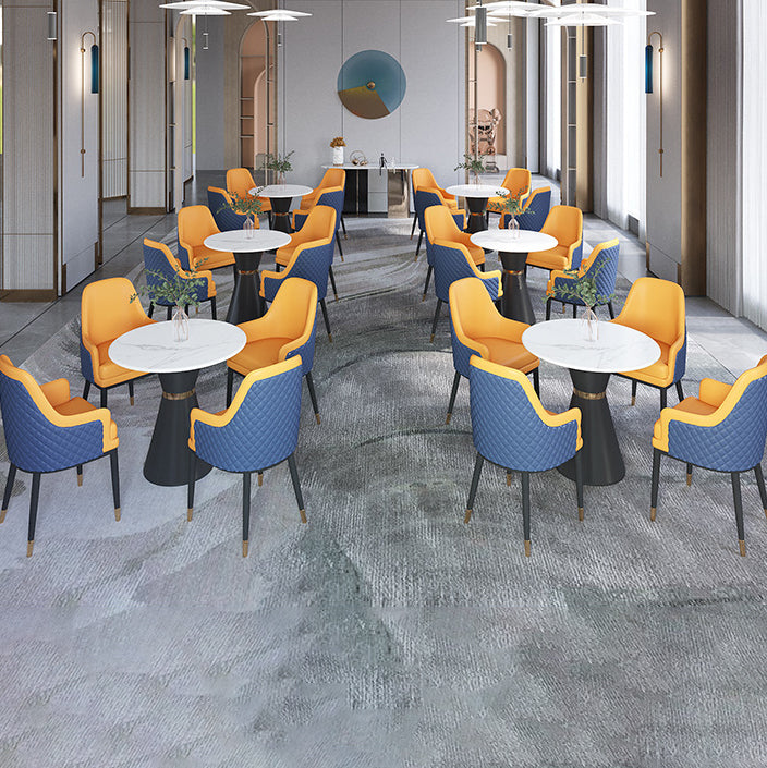 Contemporary Faux Marble Dining Table Set Round 1/2/3/4/5 Pieces Dining Set for Home Use