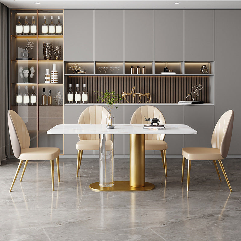 Modern Rectangle Stone Dining Table Set 1/3/4/5/7 Pieces Dining Set for Home Use