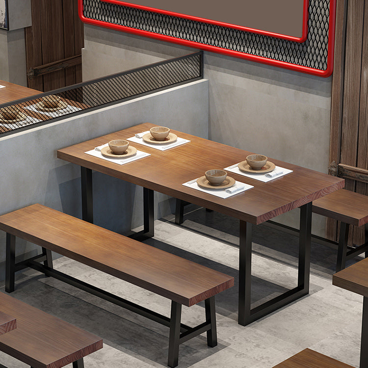 Industrial Dining Table Set 1/2/3/5 Pcs Solid Wood Top Table with Arm Chairs