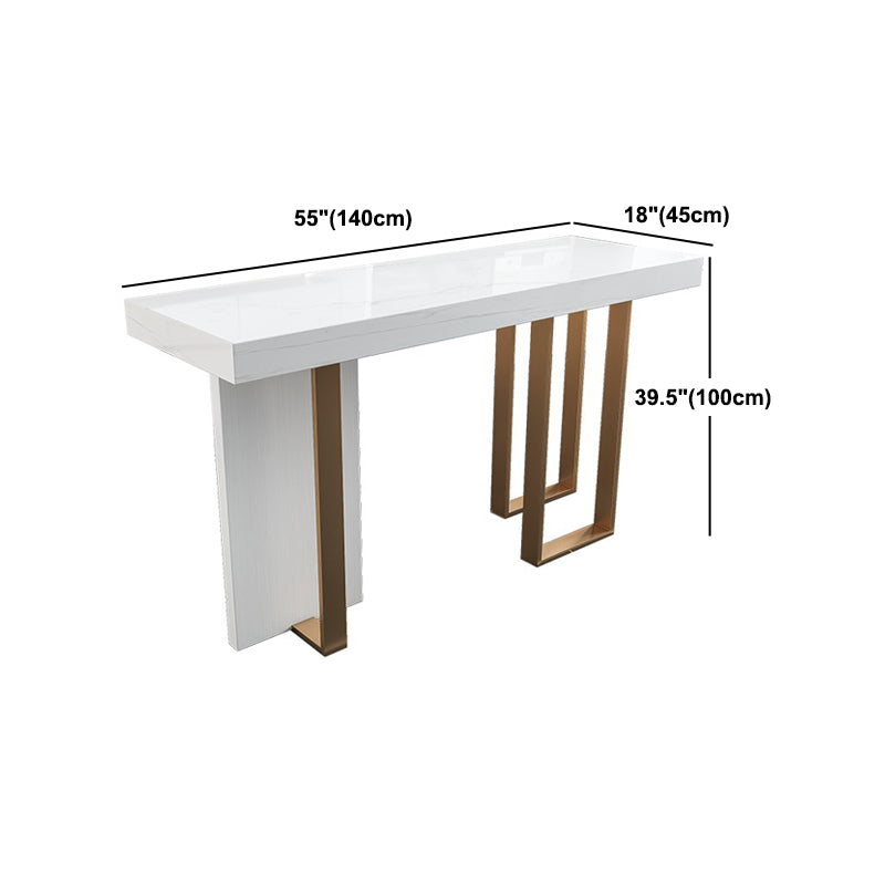 Glam Bar Table Set 1/5 Pieces Rectangle Stone Counter Table with High Stools for Balcony