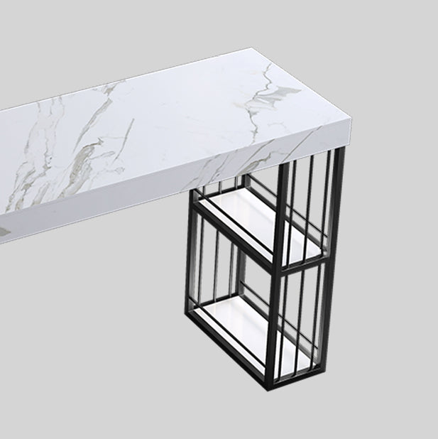 Modern 1/3 Pieces Bar Table Set Rectangle Stone Counter Table with Stools for Dining Room