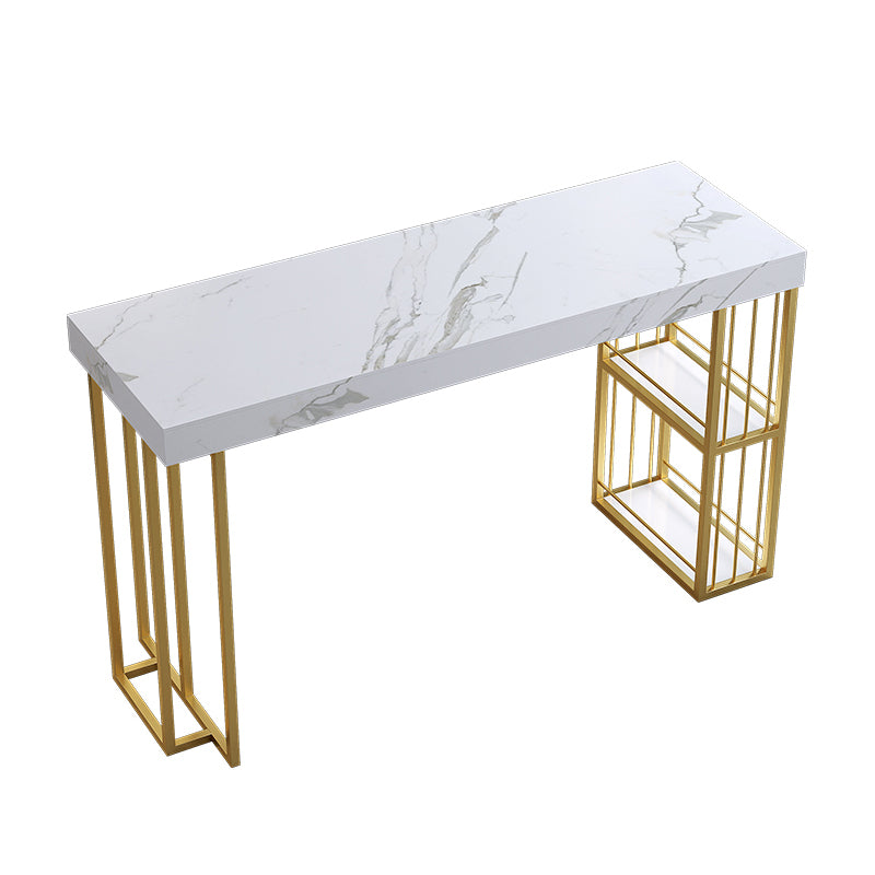 Modern 1/3 Pieces Bar Table Set Rectangle Stone Counter Table with Stools for Dining Room