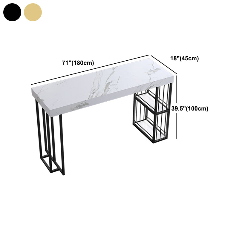 Modern 1/3 Pieces Bar Table Set Rectangle Stone Counter Table with Stools for Dining Room
