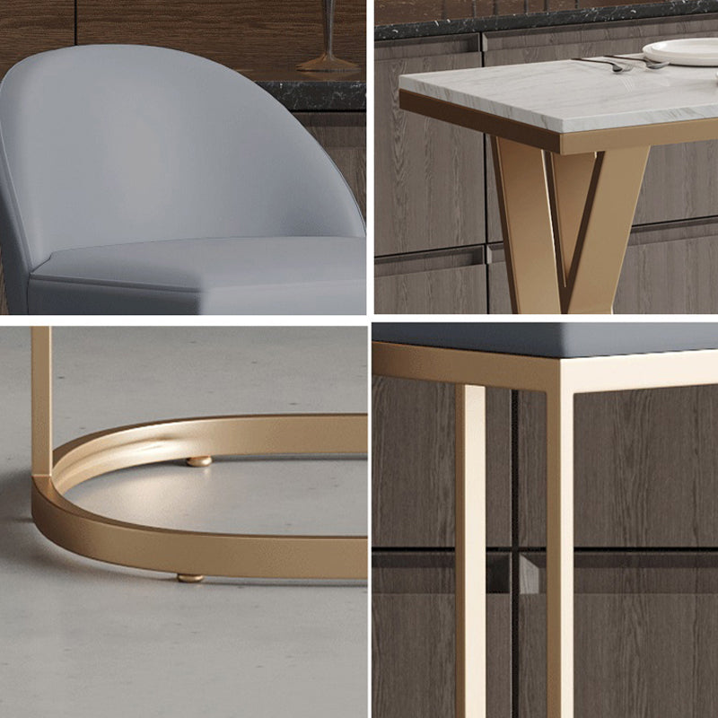 Glam Style 1/2/5 Pieces Bar Table Set Rectangle Bar Table with Metal High Stools for Home