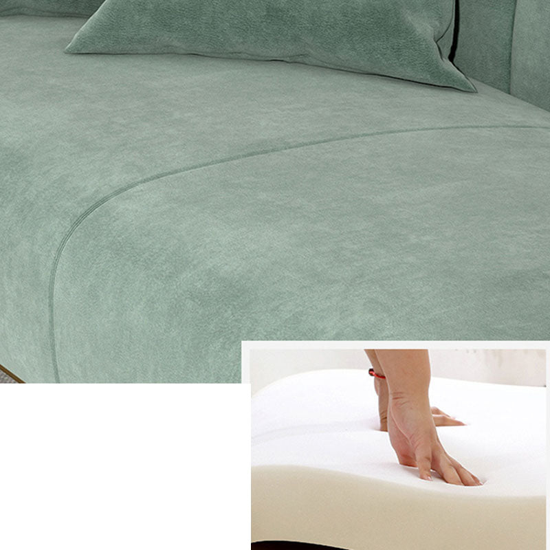 Fabric Sofa with Pillow Sewn Back and Tuxedo Arm for Living Room