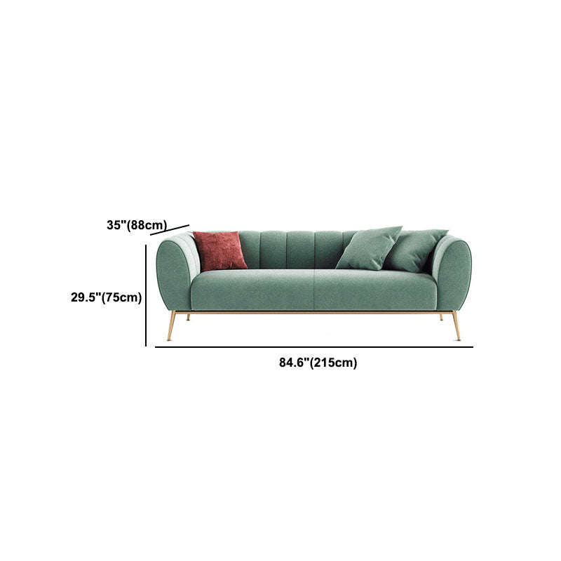 Fabric Sofa with Pillow Sewn Back and Tuxedo Arm for Living Room
