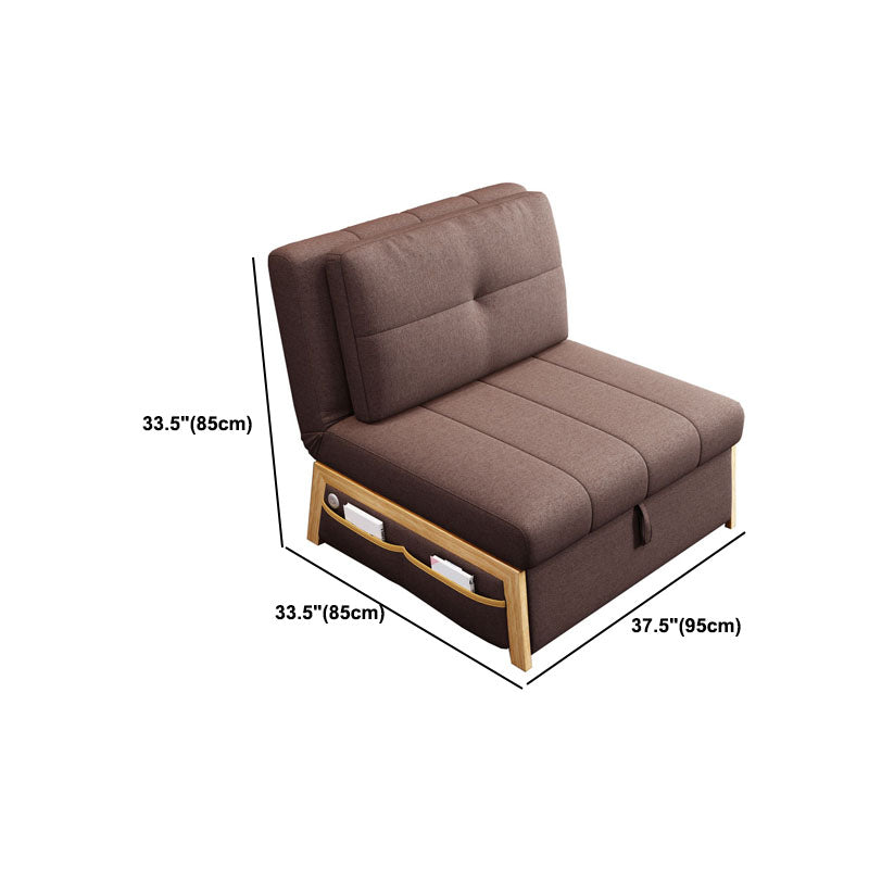Contemporary Fabric Sofa Bed Sewn Pillow Back Sofa Bed in Brown