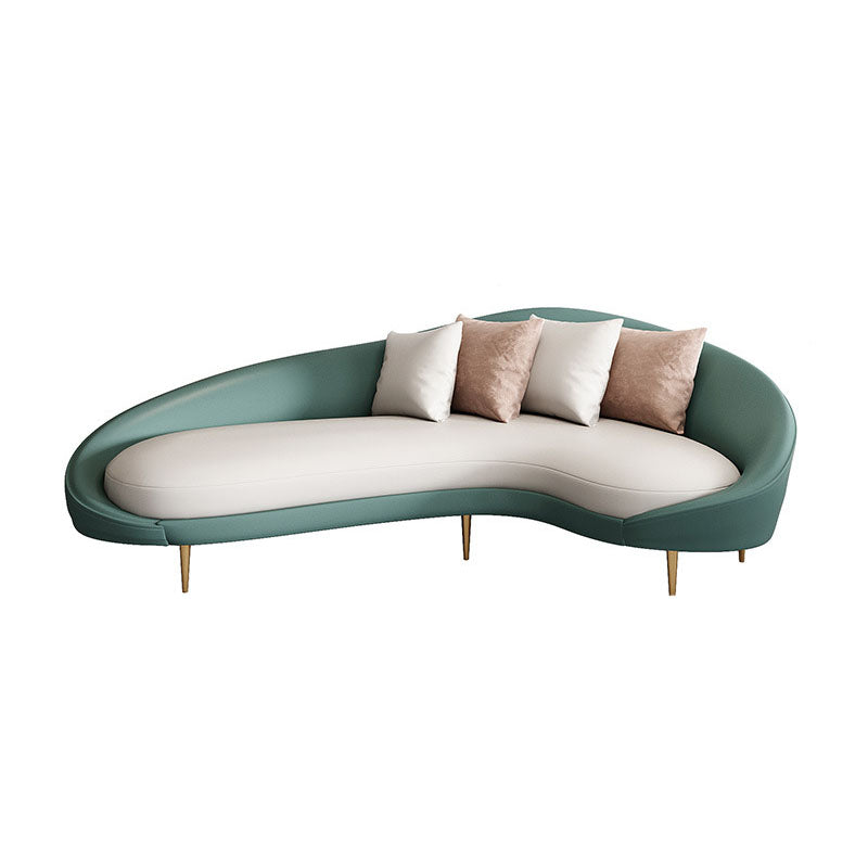 Curved Faux Leather Sofa with Tight Back for Living Room Modern Style